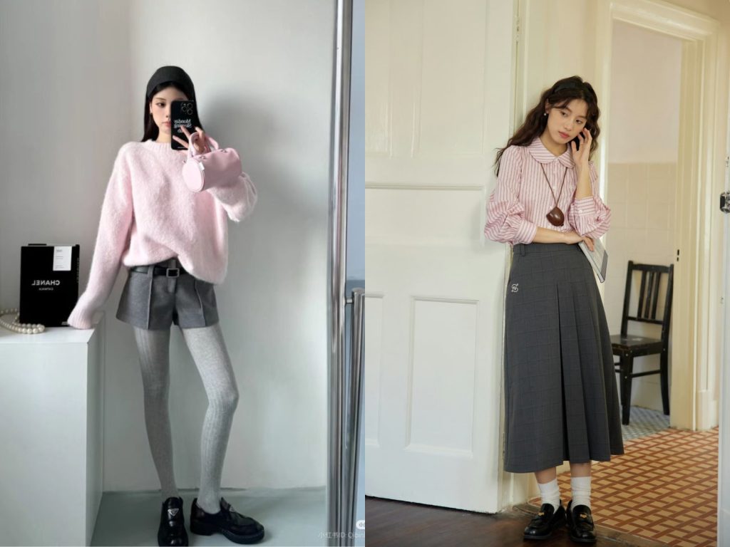 Phối màu ghi với màu hồng