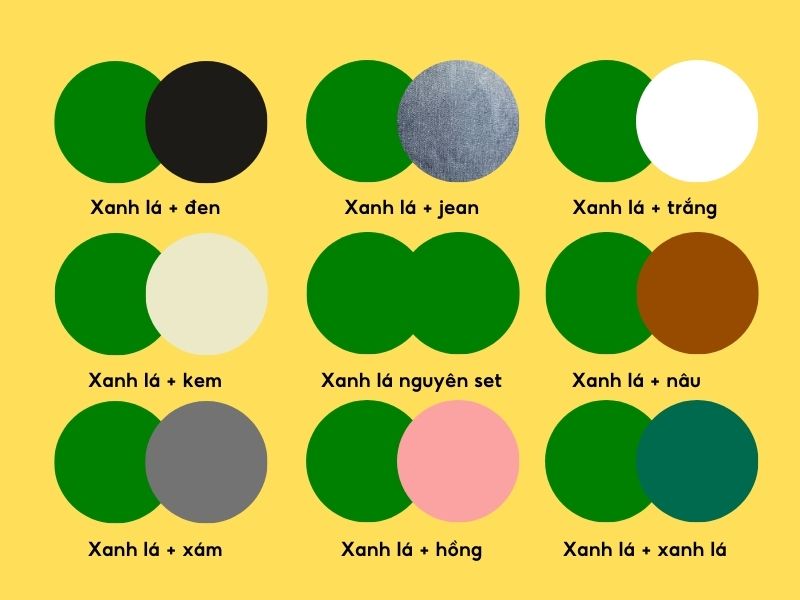 Phối màu với xanh lá  