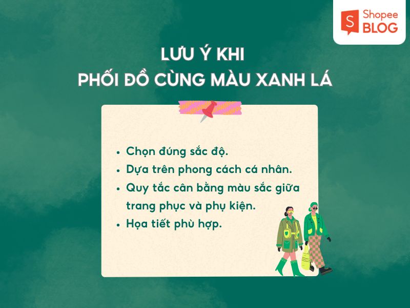 Lưu ý khi phối đồ với màu xanh lá 