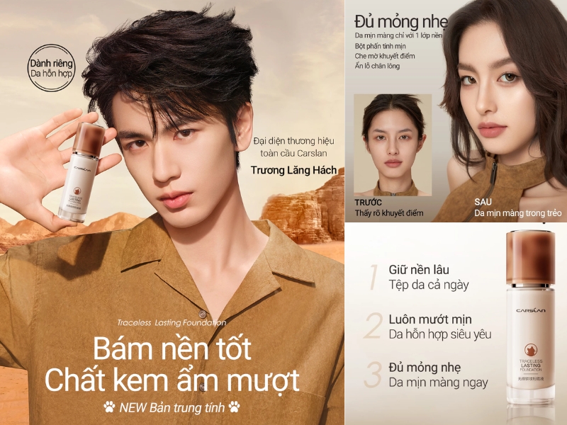 kem nền cho da hỗn hợp Carslan