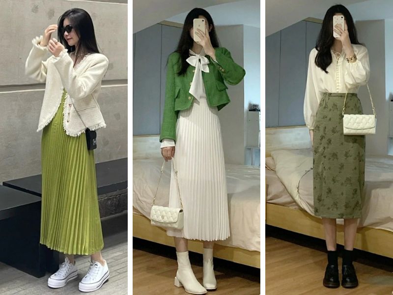 Phối xanh lá và trắng theo phong cách thanh lịch