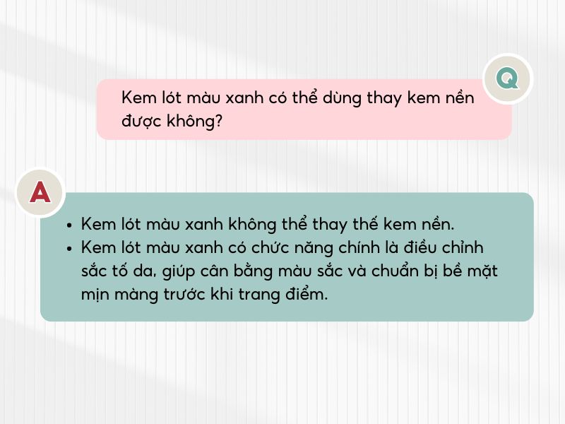 Kem lót màu xanh không thể thay thế kem nền