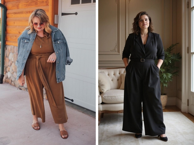 outfit cho chubby là gì với jumpsuit tối màu cho nữ chubby kèm thêm áo khoác ngoài