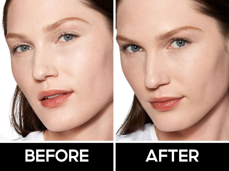 Trước và sau khi dùng phấn nén thủy tinh Nars