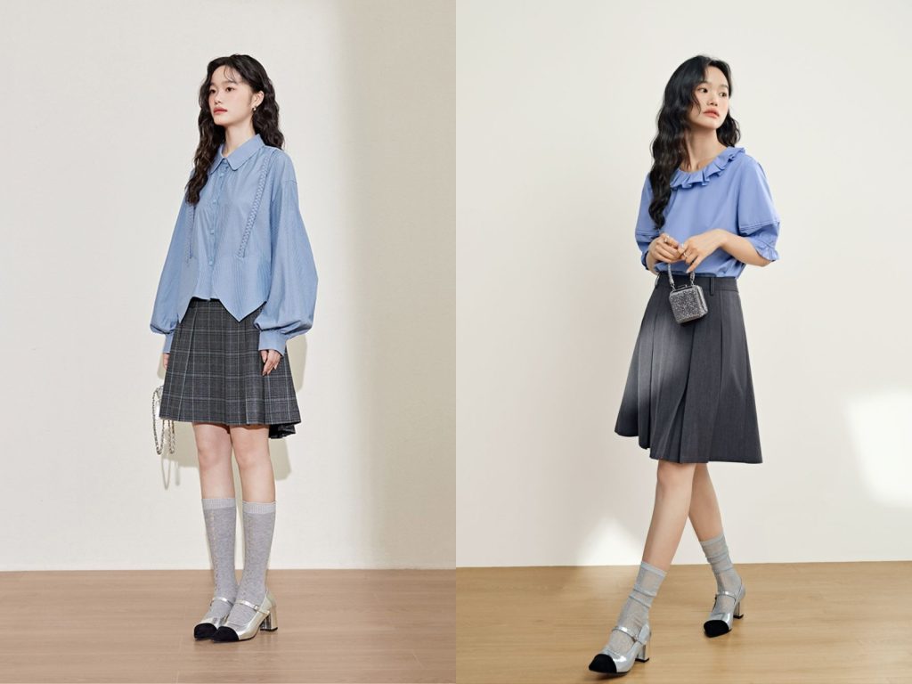 Ghi đậm đi cùng xanh navy hoặc pastel 