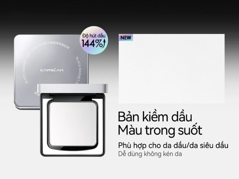 Phấn phủ kiềm dầu chống nước Black Magnetic Carslan 2.0 nắp bạc