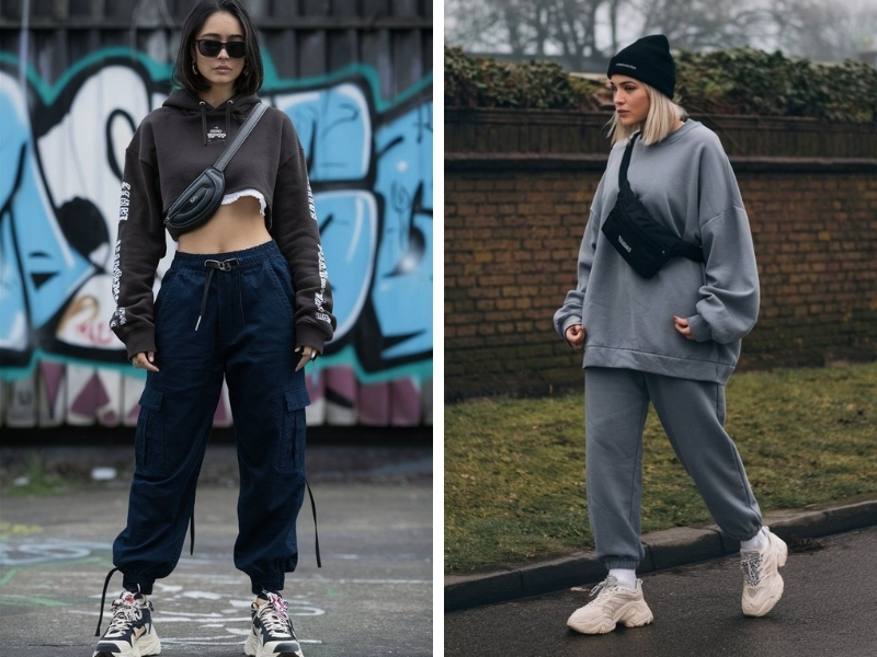 outfit swag hoodie quần jogger và sneaker
