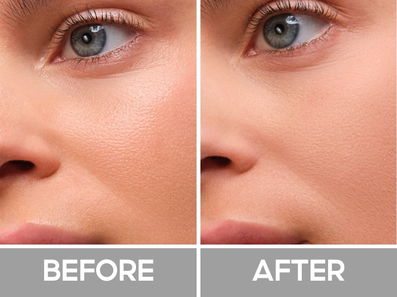 Trước sau khi dùng phấn nén Make Up For Ever