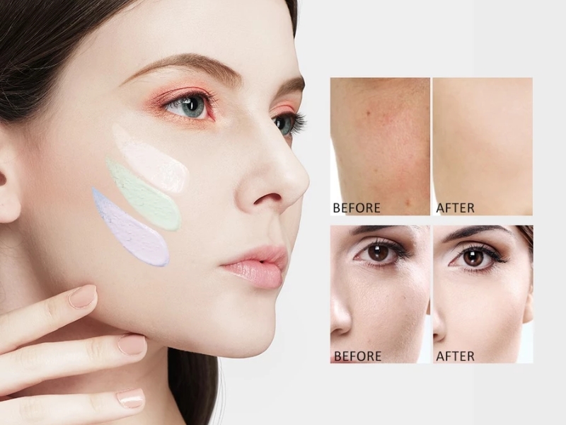 Trước và sau khi dùng kem lót cách ly màu mềm Zeesea
