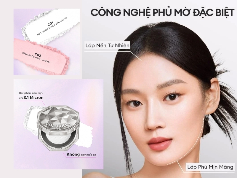 phấn phủ kiềm dầu nâng tone Colorkey Lasting Naturally 