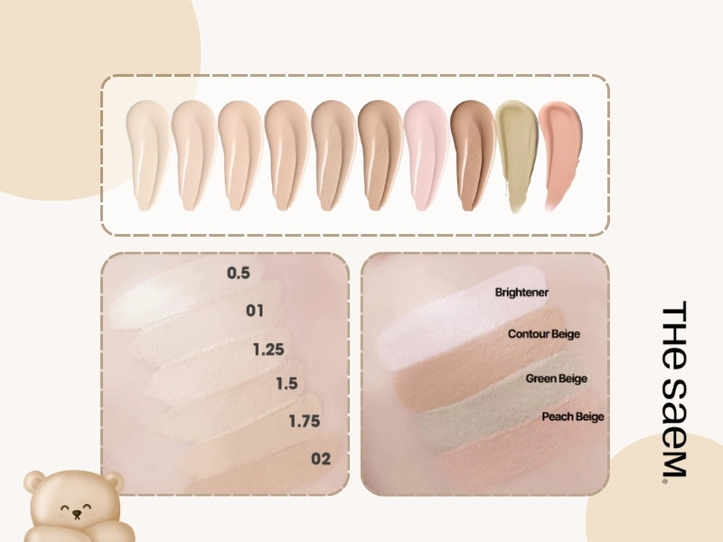 Bảng màu kem che khuyết điểm the SAEM