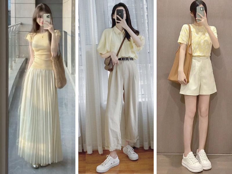 Phối màu vàng với màu kem