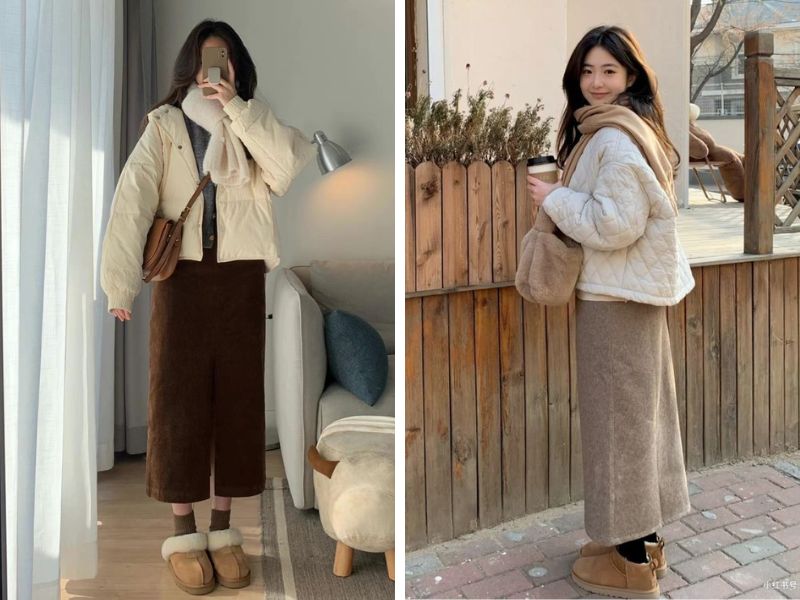 Phối màu kem với màu nâu