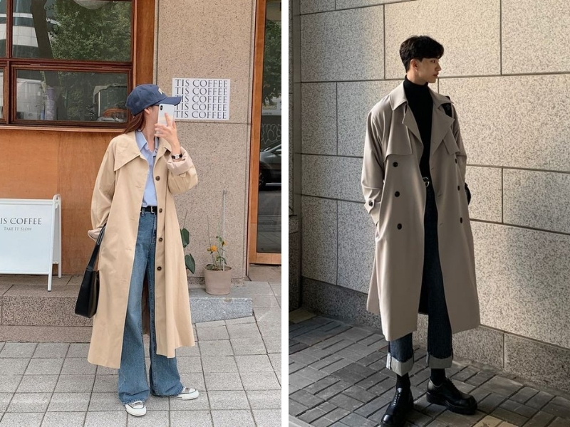 outfit classic trench coat khoác ngoài outfit cơ bản kèm phụ kiện