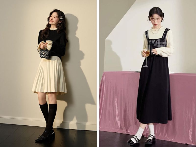 Màu kem phối với màu đen 