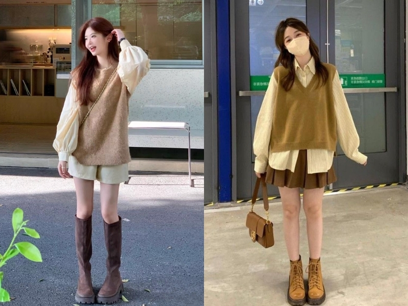 phối đồ màu vàng với màu nâu