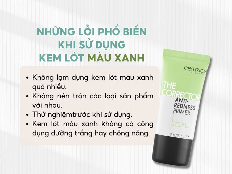 Một số chú ý khi sử dụng kem lót màu xanh