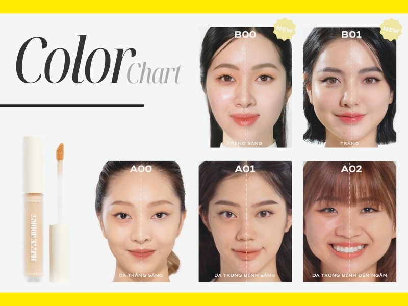 Lemonade Matte Addict Concealer Color Chart