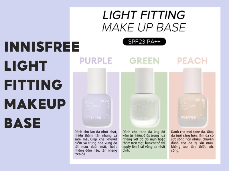 3 phiên bản của kem lót Innisfree hiệu chỉnh sắc da
