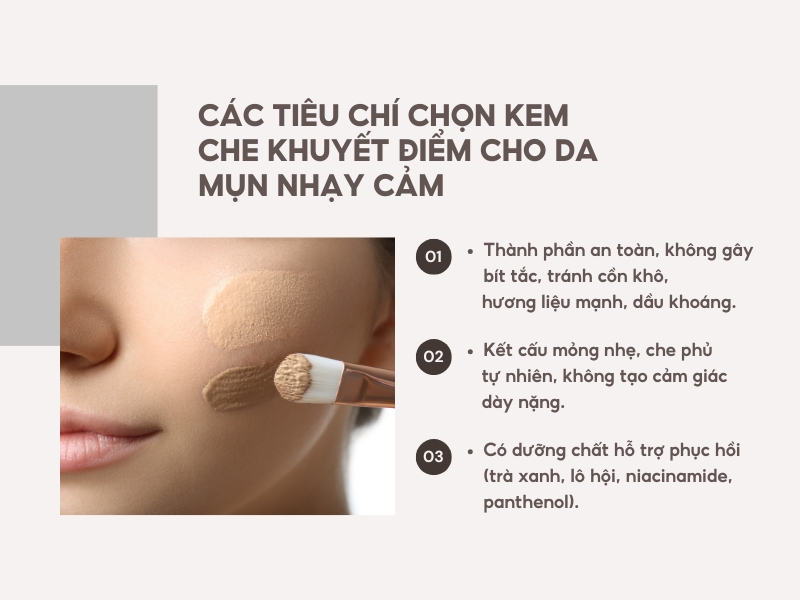 Một số các tiêu chí chọn kem che khuyết điểm phù hợp cho da mụn