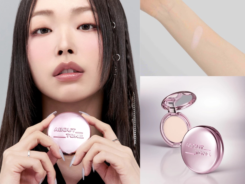 About Tone Glow Powder Pact Pink Special phiên bản hồng