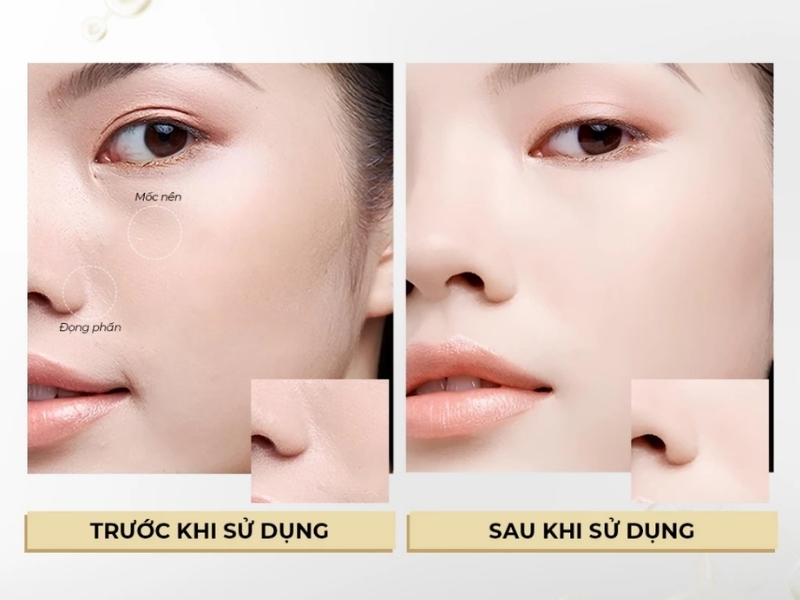 Trước và sau khi sử dụng Pramy Setting Spray