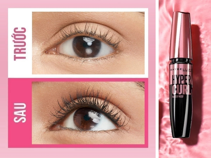 Trước và sau khi sử dụng Maybelline Hyper Curl Waterproof
