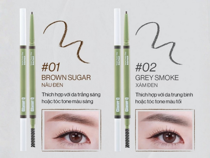 Bảng màu chì kẻ mày Glamrr Q Vegan Super Stay