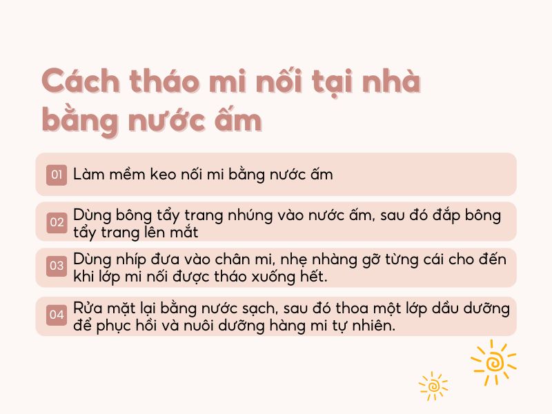 Tháo mi nối bằng nước ấm 