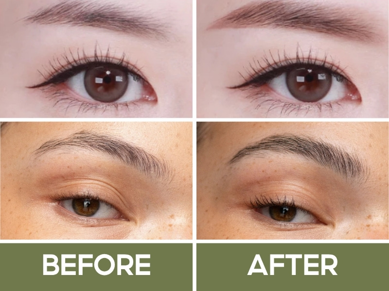 Trước và sau khi dùng chì kẻ mày Glamrr Q