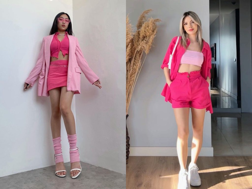 màu hồng nhạt phối với màu hồng đậm