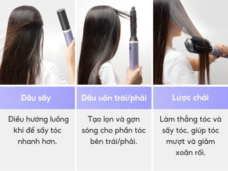 Bộ 3 đầu tạo kiểu chuyên biệt của máy sấy LocknLock