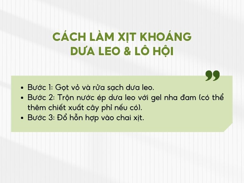 Cách làm xịt khoáng tại nhà từ Xịt khoáng dưa leo & lô hội