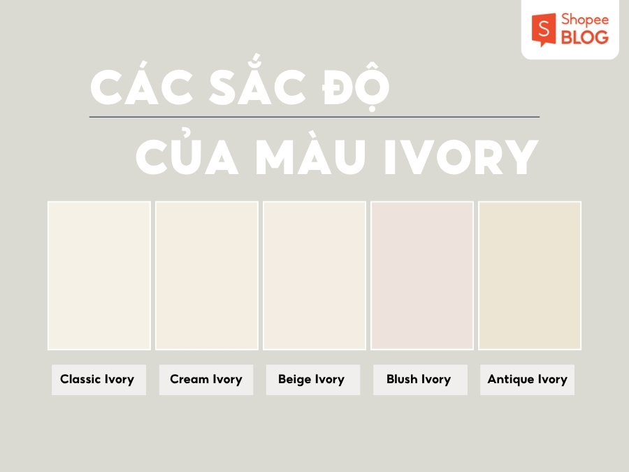 Các sắc độ của màu ivory thường gặp 