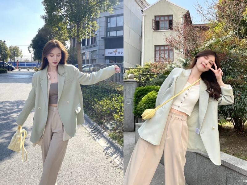 Màu kem phối với màu sắc xanh ngọc