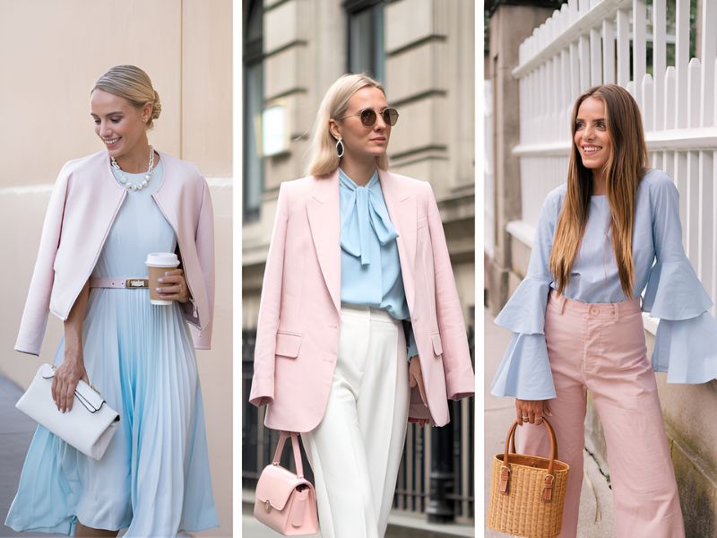 Phối xanh dương nhạt và hồng pastel
