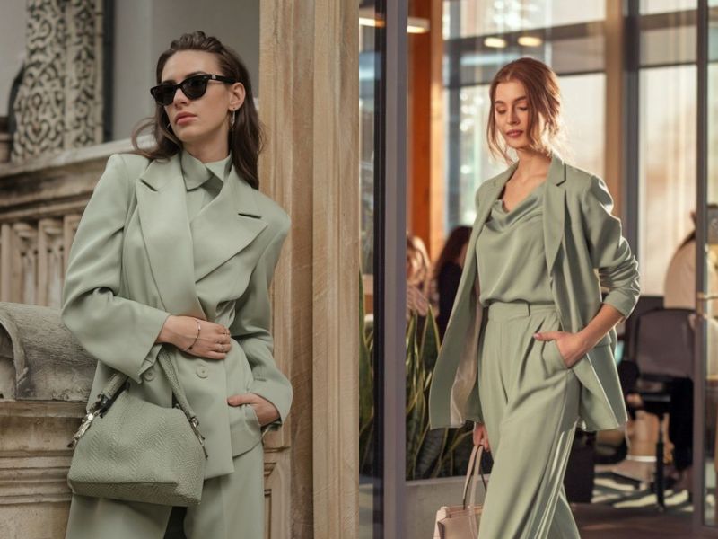 Outfit mix tone sur tone xanh mint 