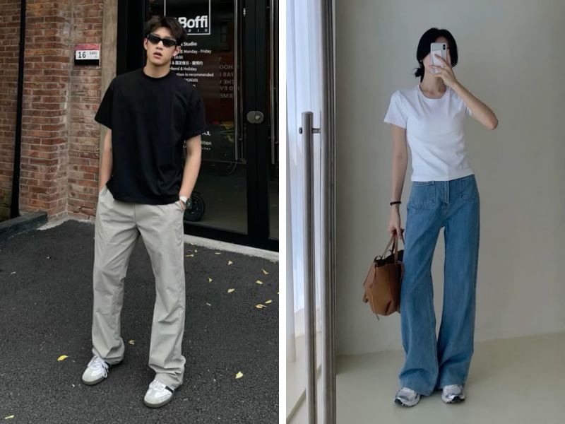 outfit regular form áo thun quần jean