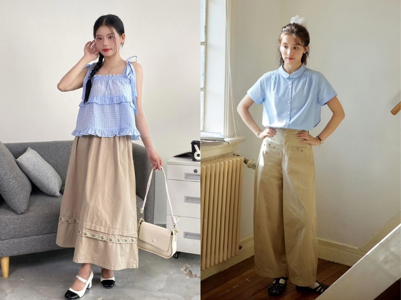 Nâu ấm giúp cân bằng sắc xanh thiên thanh