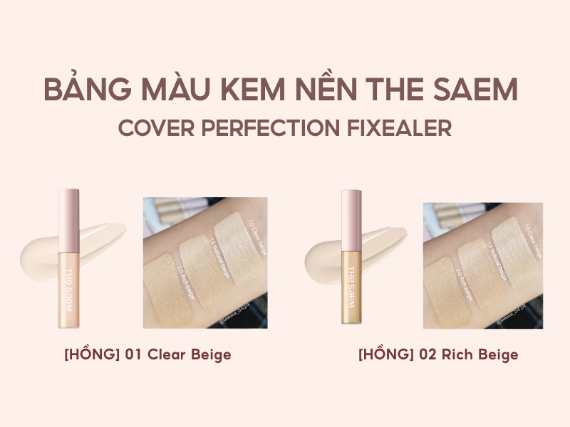Bảng màu của The Saem Cover Perfection Fixealer