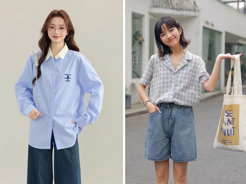 Phối đồ tương phản, xanh nhạt với tone màu đậm