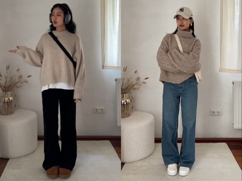 phối sweater với quần