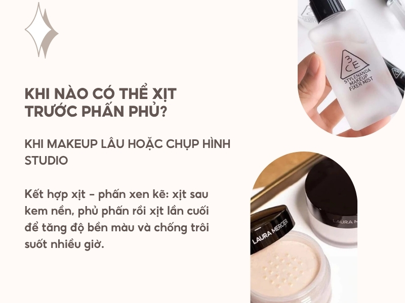 Có thể dùng xịt khoá trước phấn phủ để cố định