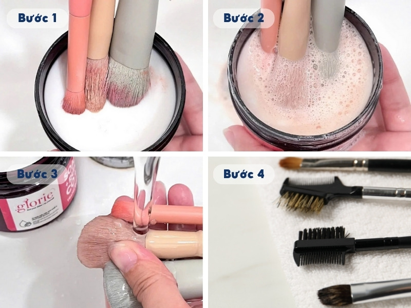 Cách rửa cọ trang điểm bằng soap giặt cọ