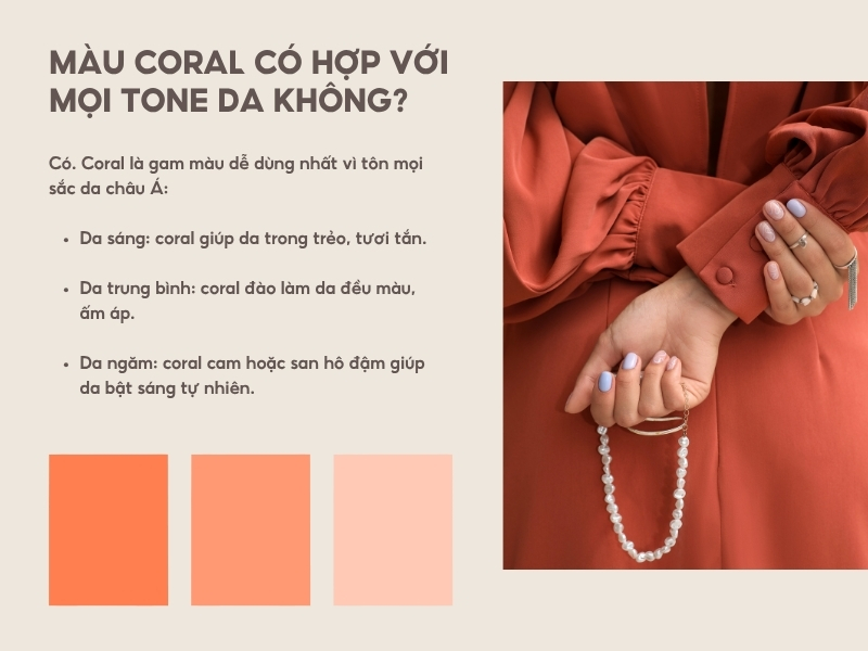 Màu coral có hợp với mọi tone da không?