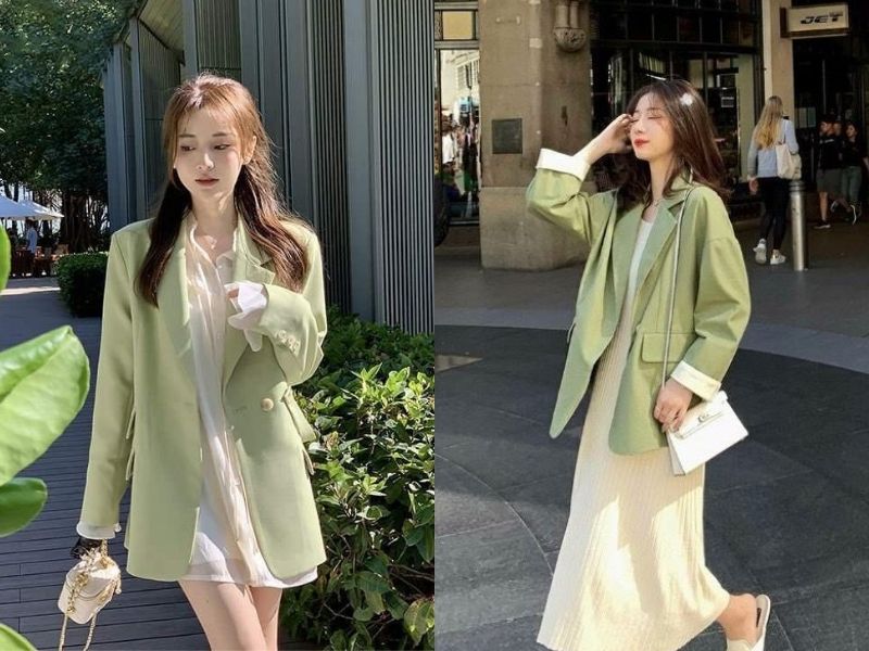blazer xanh mint 