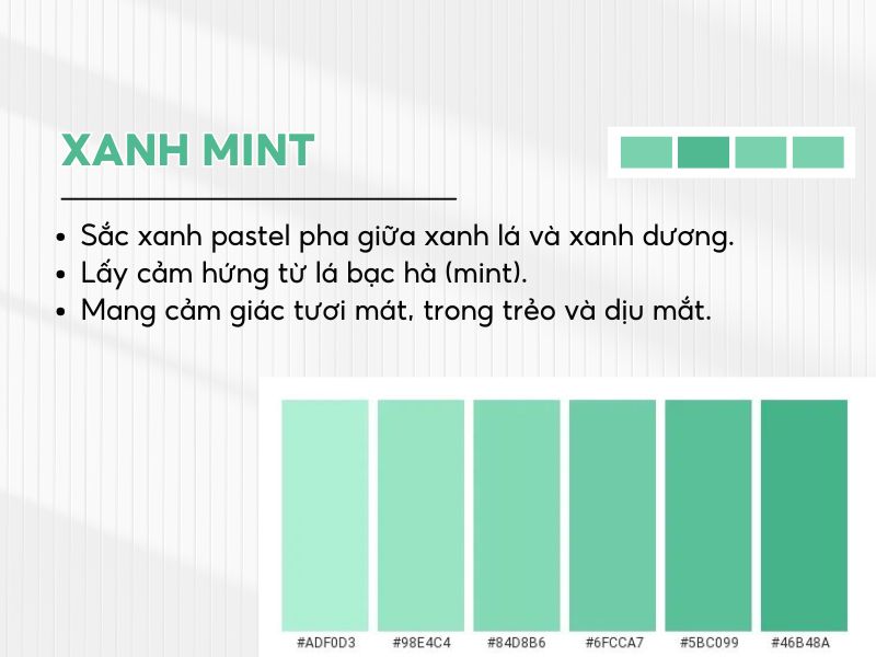 Đặc điểm của màu xanh mint 