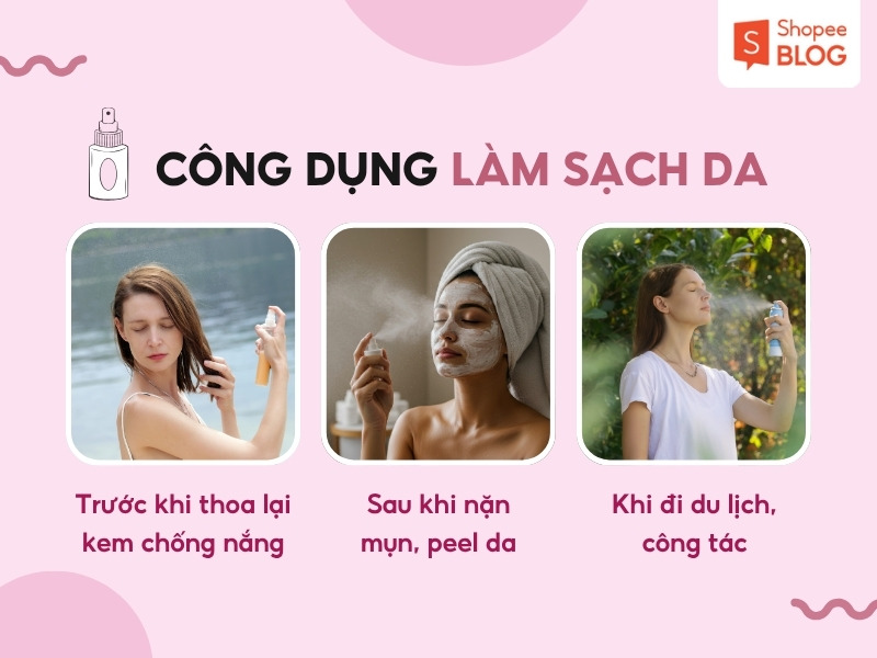 Công dụng làm sạch da của xịt khoáng