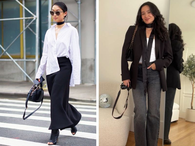 trang phục công sở với choker