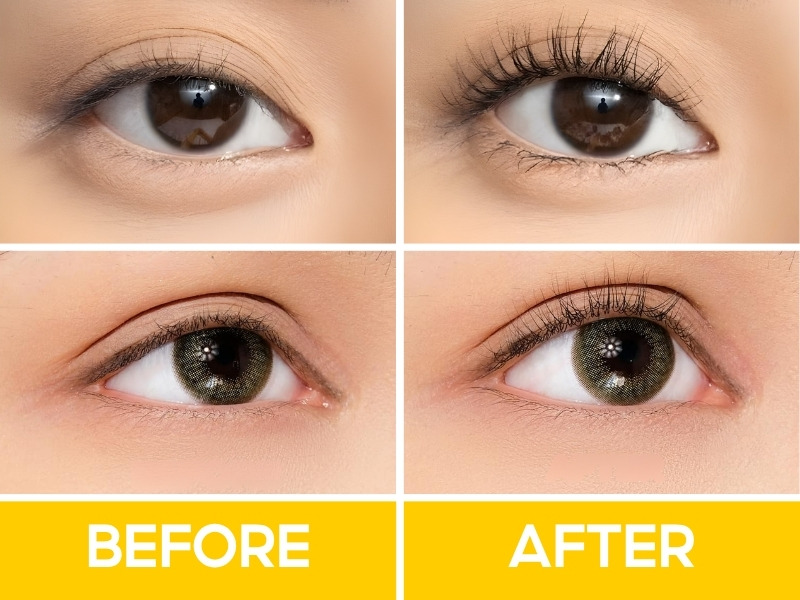 Trước và sau khi chuốt mascara Lemonade Soaring